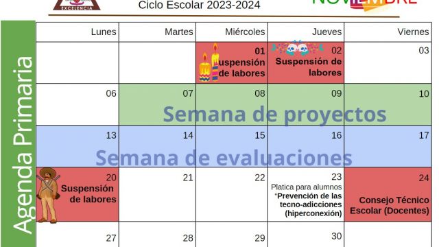 Centro Educativo Miguel Lara Vasallo Agenda Primaria Noviembre 2023