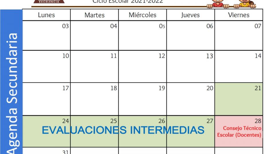 Agenda secundaria 2022 Centro Educativo Miguel Lara Vasallo