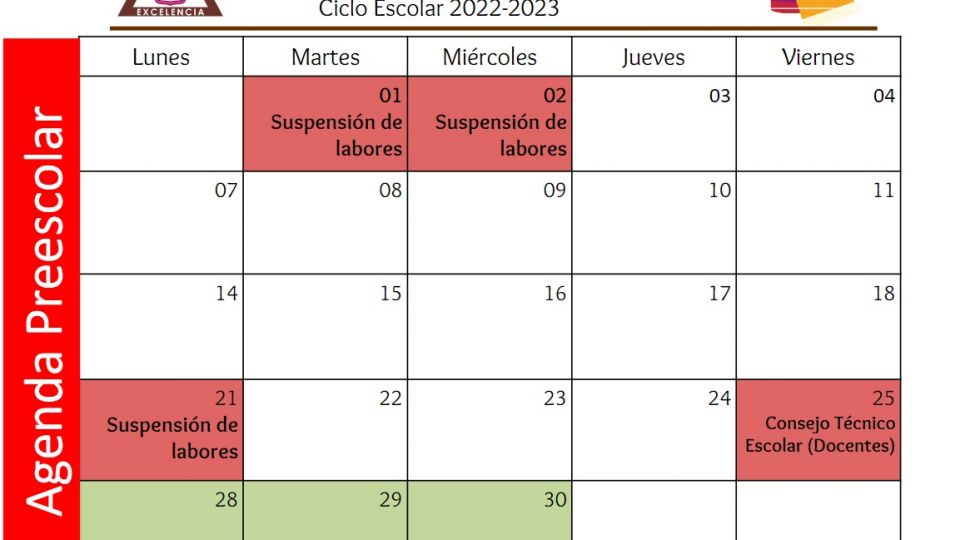 Agenda Preescolar Noviembre 2022 Centro Educativo Miguel Lara Vasallo