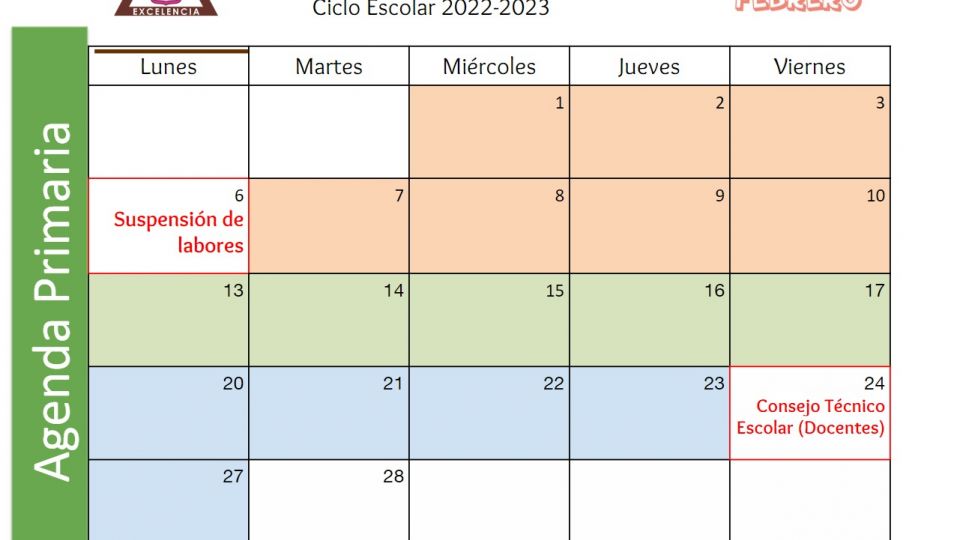 Agenda Primaria Febrero 2023 Centro Educativo Miguel Lara Vasallo