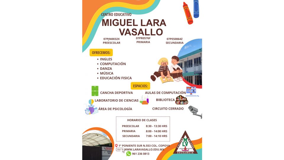 Inscripciones Ciclo Escolar 2026-2027 - Centro Educativo Miguel Lara Vasallo